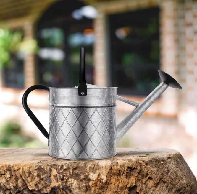 Vintage style galvanized metal gardening watering can Image 2