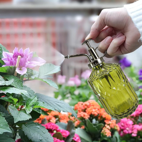 Green vintage style glass plant mister