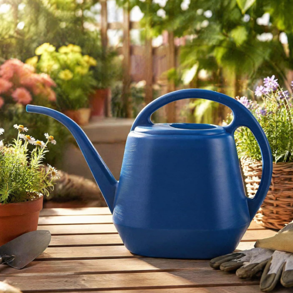 Plastic gardening watering can