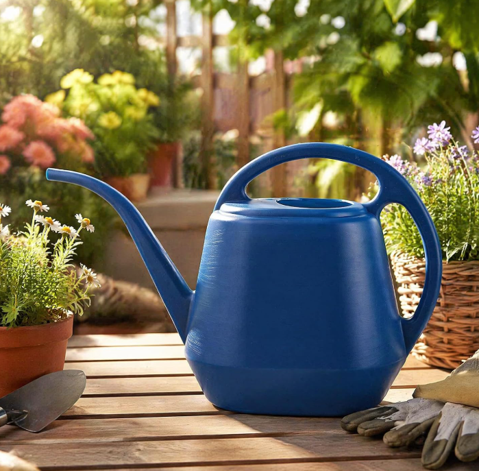 Plastic gardening watering can