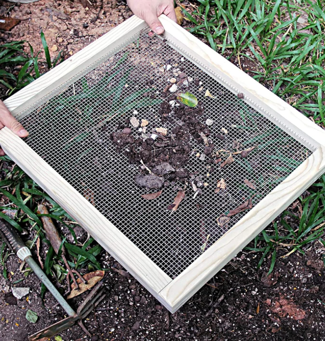 Wooden framed garden soil sieve for filtering compost, peat, and potting soil Image 2