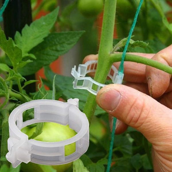100 piece set of plant vine connectors for use with garden trellises, netting, and stems